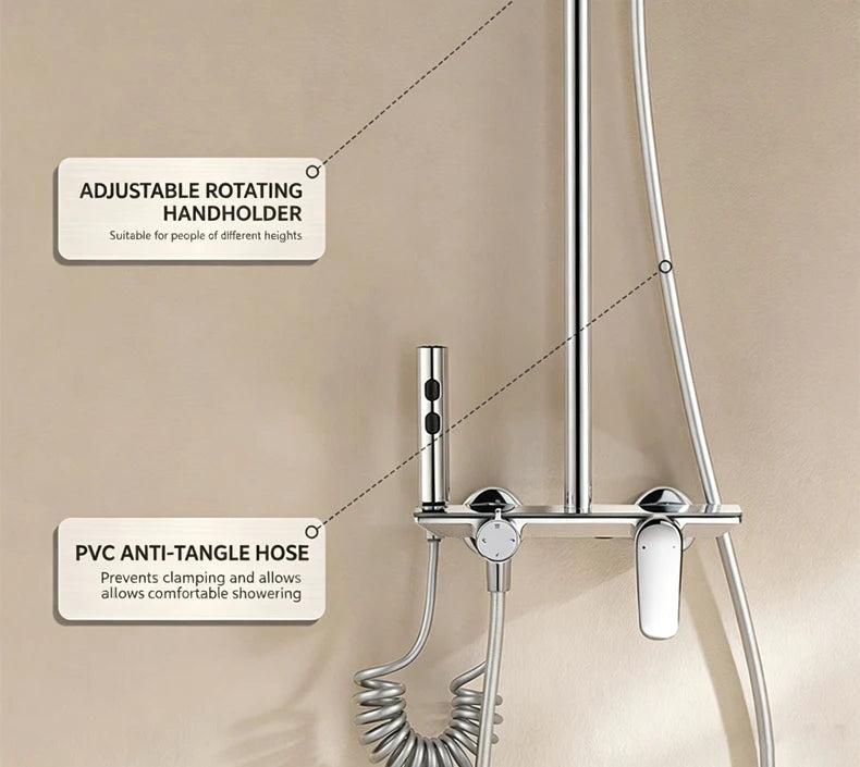 Silver Bathroom Shower Set Rainfall Shower Faucet Set Apartment Hotels Household Aluminum Gray Bathtub Showers