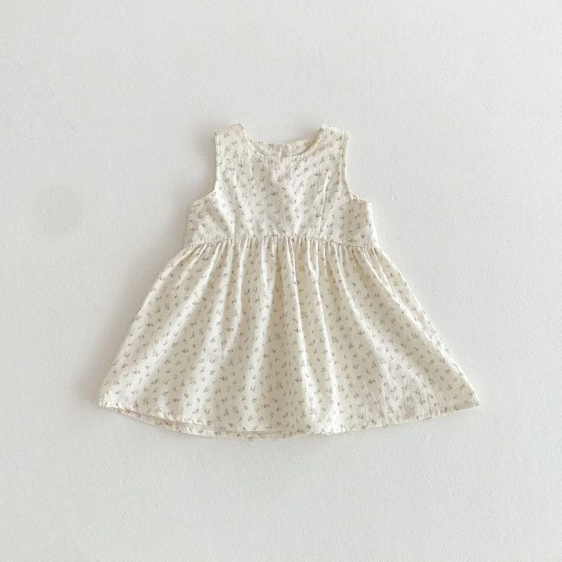 2025 Kids Clothes Summer Solid Dress Baby Girls Cotton Clothes Sleeveless Floral Dresses Children'S Vestidos Casual Clothing