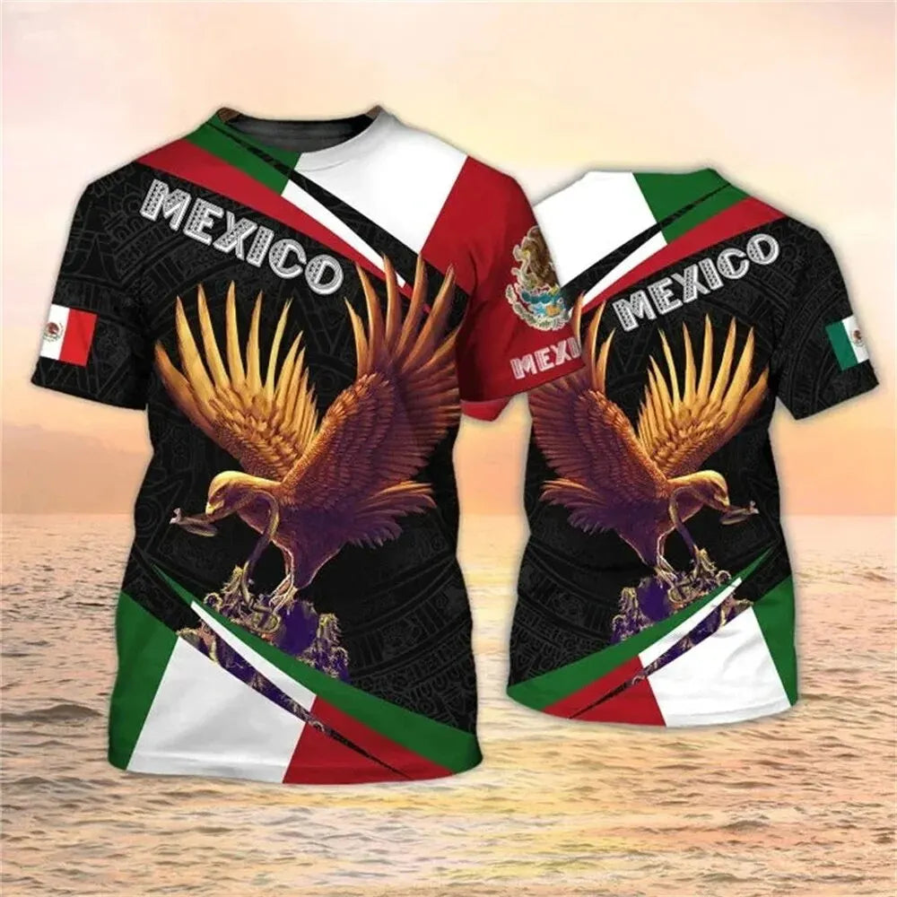Mexico T-Shirts Mexican Flag 3D Print Streetwear Men Women Casual Fashion Oversized Short Sleeve T Shirt Male Tees Tops Clothing