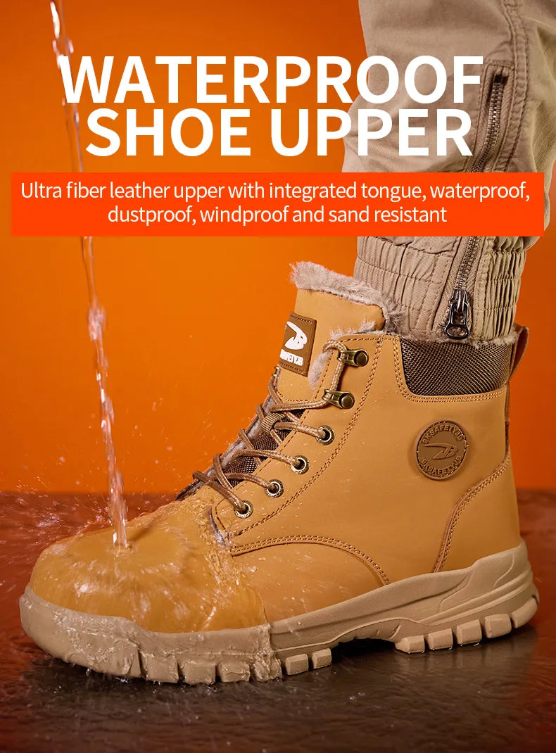 Latest 2024 Fashion Winter Warm Men Work Safety Boots Waterproof Indestructible Steel Toe Cap Shoes Sneakers Male Footwear