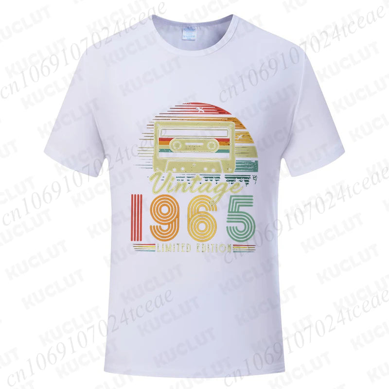 Vintage 1965 Print T-shirts for Men Women Birthday Vintage Letter Design Tshirt Short Sleeve Clothes Fashion Casual Tee Clothing