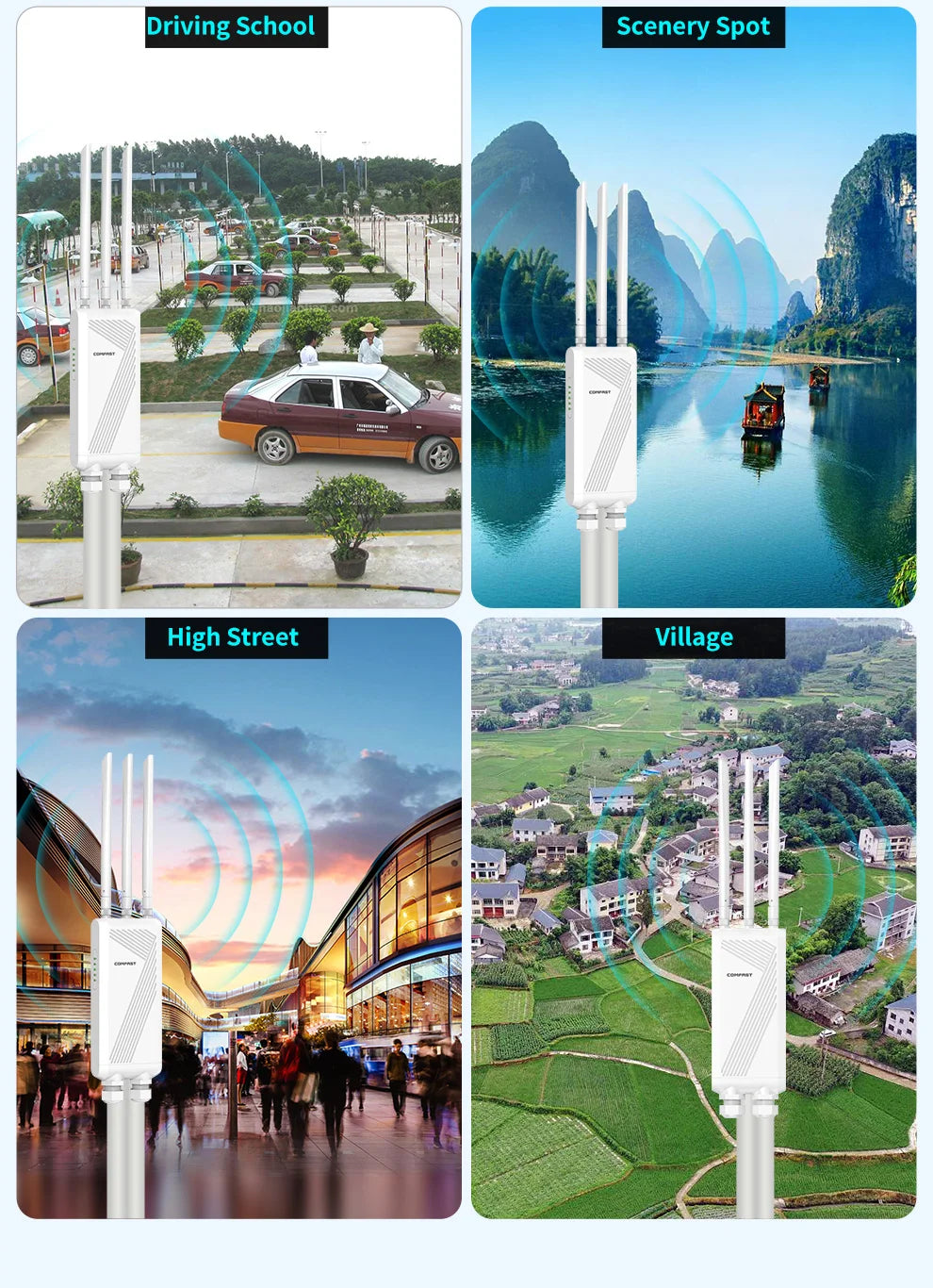 COMFAST BE3600 WIFI7 Outdoor AP Router 2.4G/5.8G Dual Band Long Range Signal Extender Amplifier Wireless Repeater Waterproof