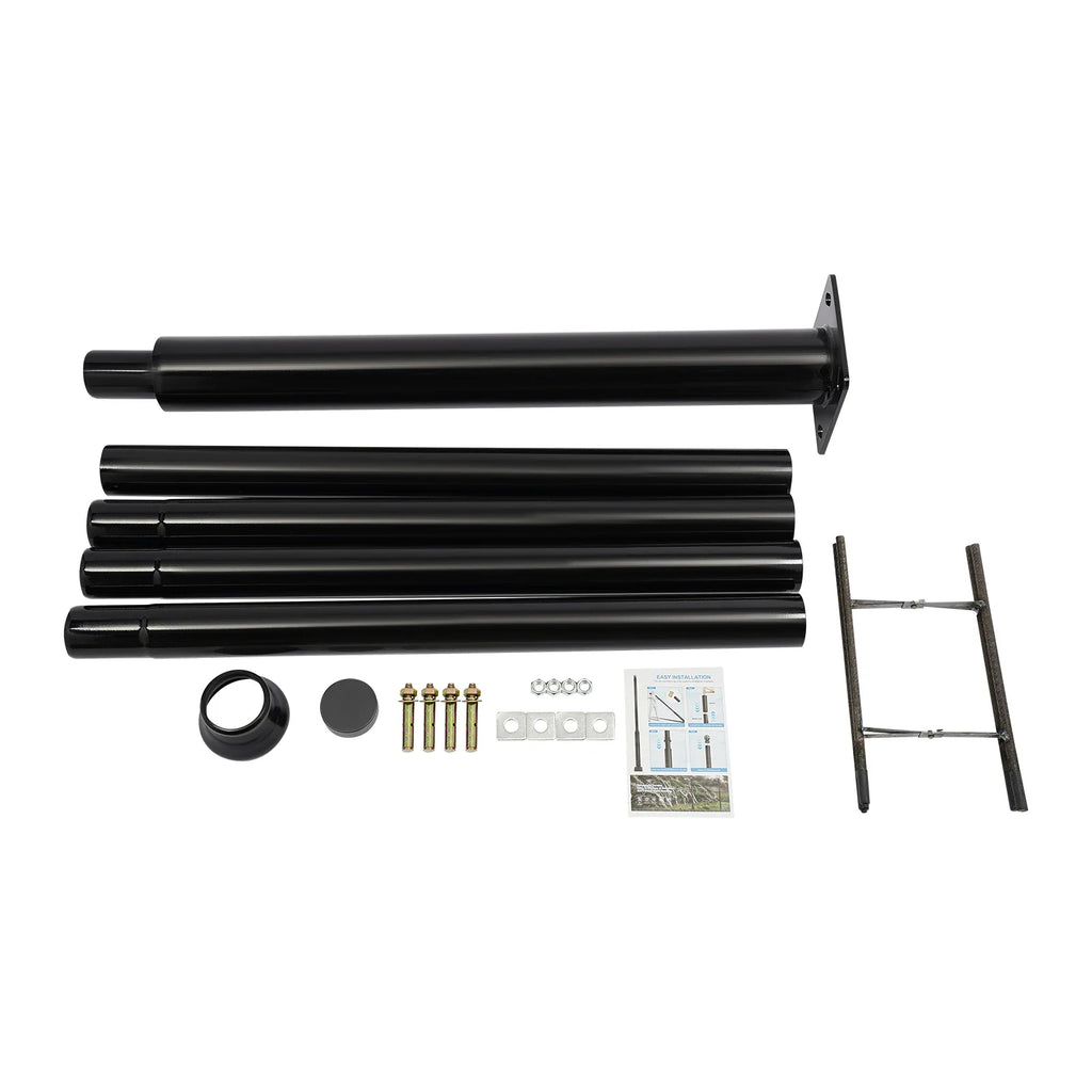 Street Light Pole, Street Lamp Post, Split Street Lamp Post, 5m Tall Outdoor Iron Pole, Galvanized Baking Paint Black, Floor Mounted, Load Capacity 100kg, for Solar Light Garden Light Surveillance Camera, Street Yard Parking