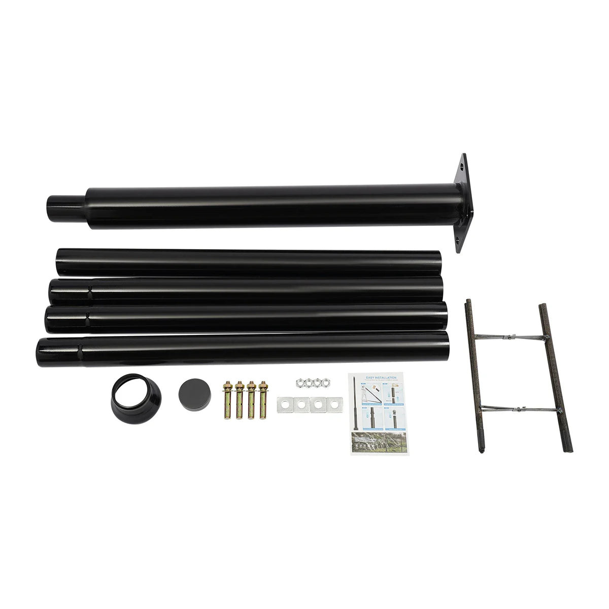 Street Light Pole, Street Lamp Post, Split Street Lamp Post, 5m Tall Outdoor Iron Pole, Galvanized Baking Paint Black, Floor Mounted, Load Capacity 100kg, for Solar Light Garden Light Surveillance Camera, Street Yard Parking