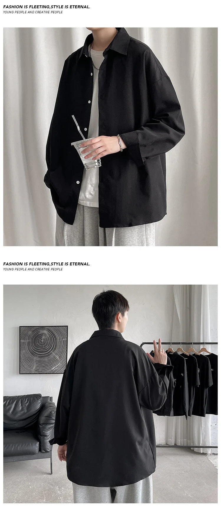 2025 Men Oversize Shirts Spring Long Sleeve Preppy Shirt Unisex Woman Casual Street Fashion Blouses Streetwear Men Clothing