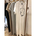 Summer New plus Size Women's Loose Casual Cotton T-Shirt Dress Pear Shape Slimming Long Dress EETSTH Brand Ins Style Printed