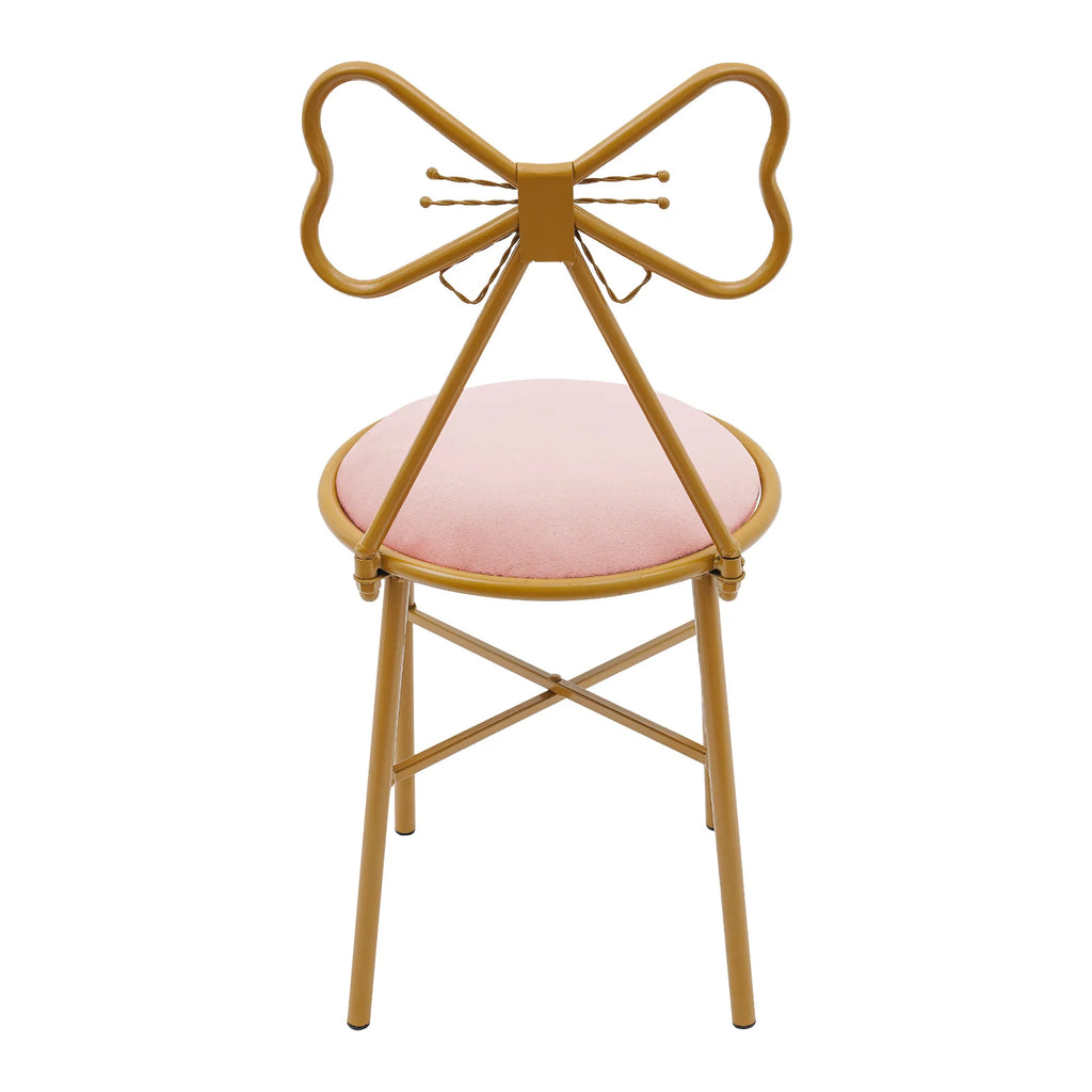 Butterfly Bow Tie Vanity Chair Modern Vanity Stool Velvet Cushion Makeup Chair Metal Frame Butterfly Backrest Chair Dining Chair