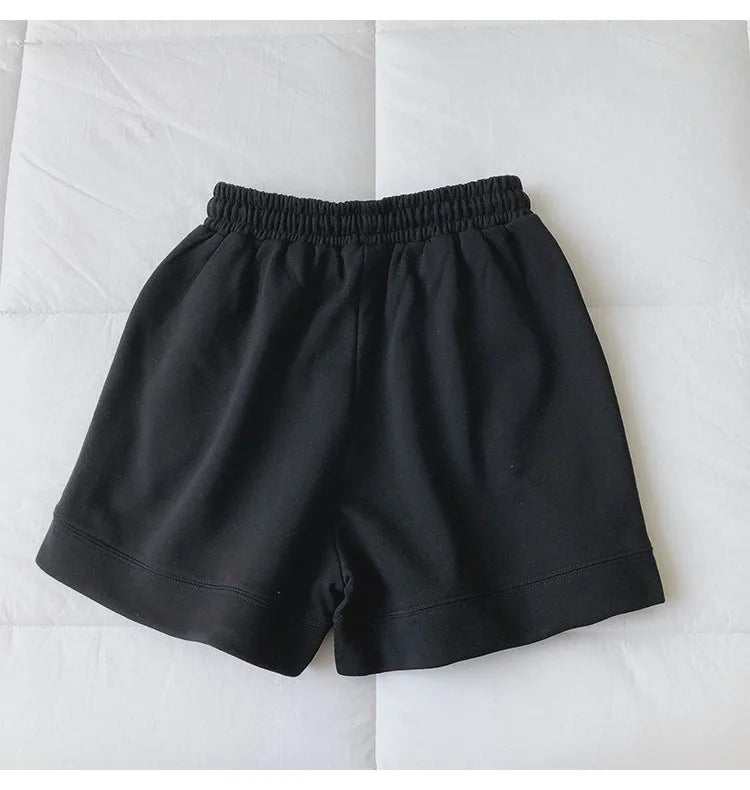 New Women High-Waist Wide-Leg Pants Couple's Sports Shorts Student Loose Home Pants Girls Casual Running Shorts Sexy high-waist