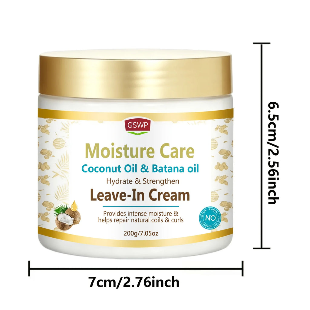 GSWP 2-IN-1 Coconut Oil & Batana Oil Leave-In Conditioner，Mends Dry, Frizzy, Split Ends, Fortifies Hair,Strengthen hair.7.05oz