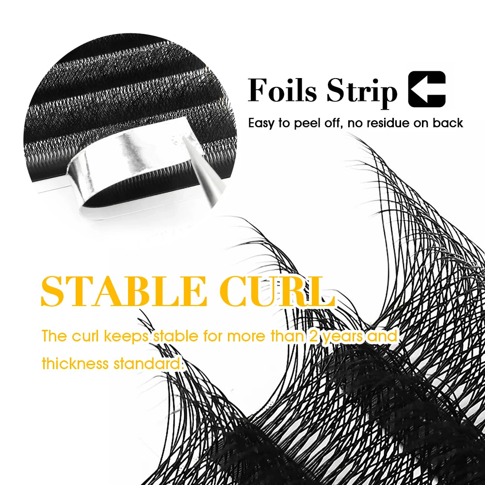 10cases/lot MASSCAKU 3D 4D 5D 6D 7D 8D W Shape Bloom Premade Fans Eyelash Extension Natural Soft Light Full Dense W Shape Lash