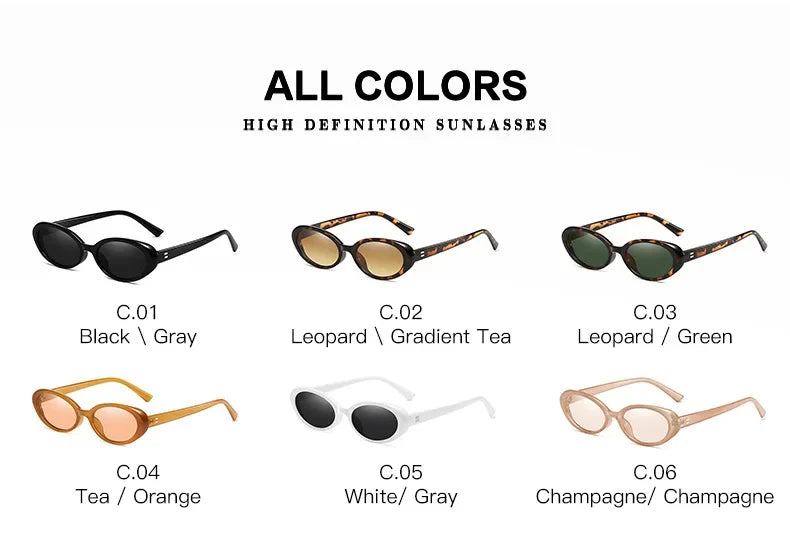 Vintage Oval Sunglasses Women Luxury Brand Designer Small Oval Sun Glasses Retro Men Rivets Sun Glasses Oculus