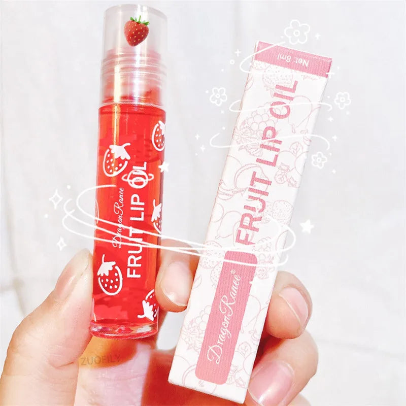 Transparent Roll-on Lip Oil Balm Moisturizing Fruit Lip Gloss Reducing Lip Lines Nourishing Lips Glaze Lasting Lip Oil Makeup