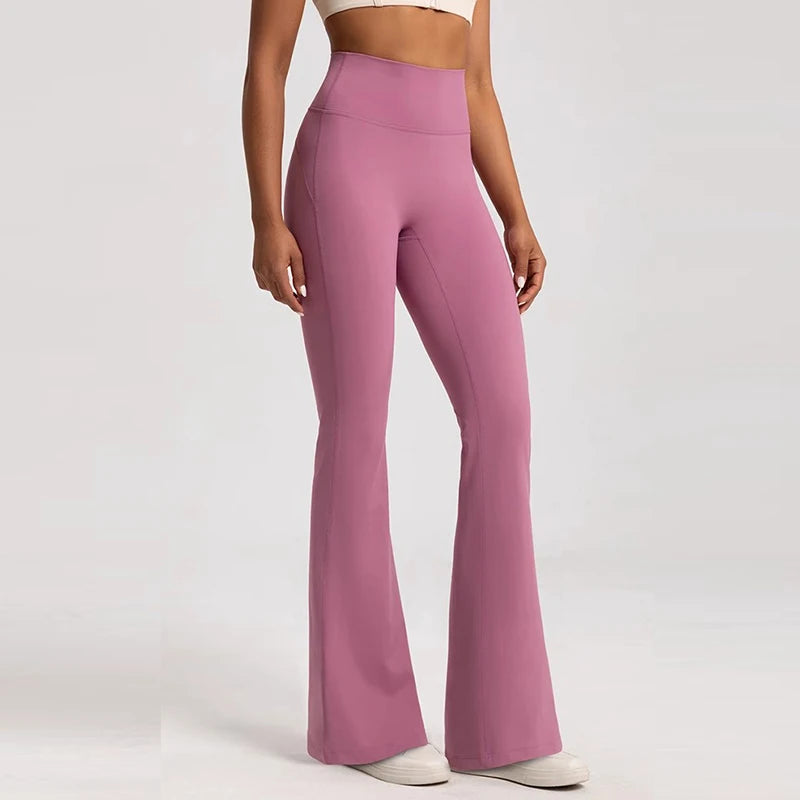 Women's High-Waisted Flared Pants Elastic Waist Cinching Hip-Lifting Casual Yoga Trousers for All Seasons Exercise Outdoor