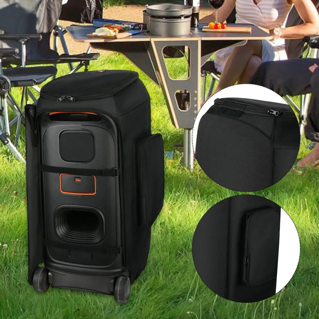 Speaker Protective Cover Case Nylon Fabric with Side Pockets, Impact Resistant suitable for Stage 320, Black
