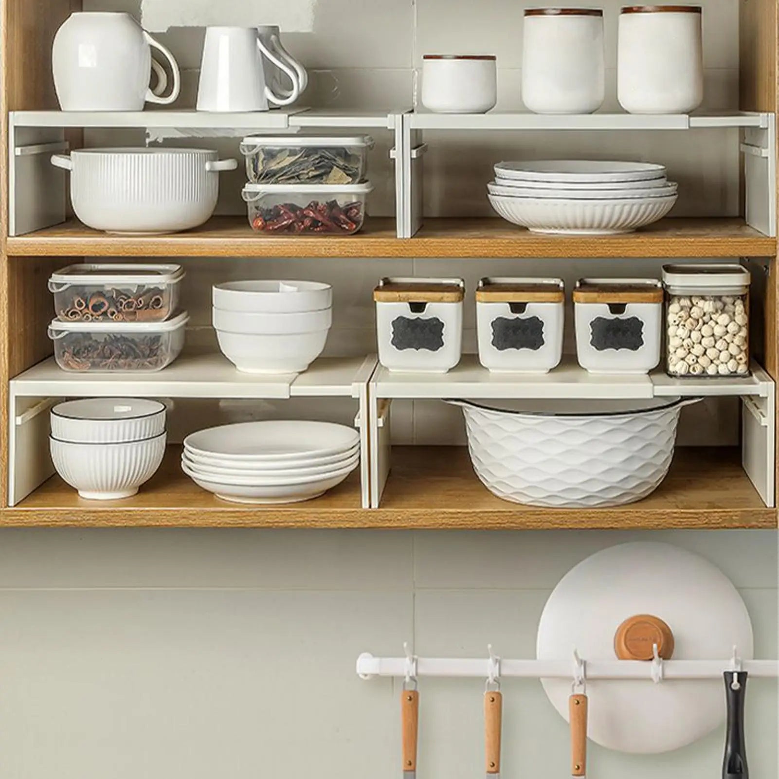 Kitchen Stretchable Cabinet Shelf Cupboard Separated Storage Rack Countertop Organizer Shoe Organizer Shelf Save Space
