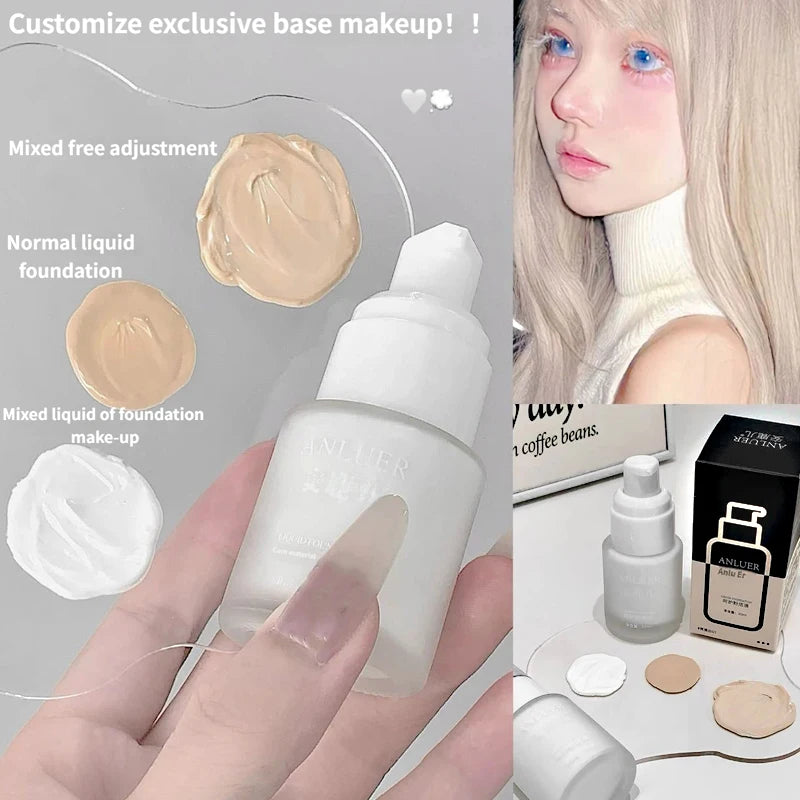 White Liquid Foundation Makeup, Matte Full Coverage Concealer, Waterproof Oil Control Face Paint for Cosplay Halloween Stage
