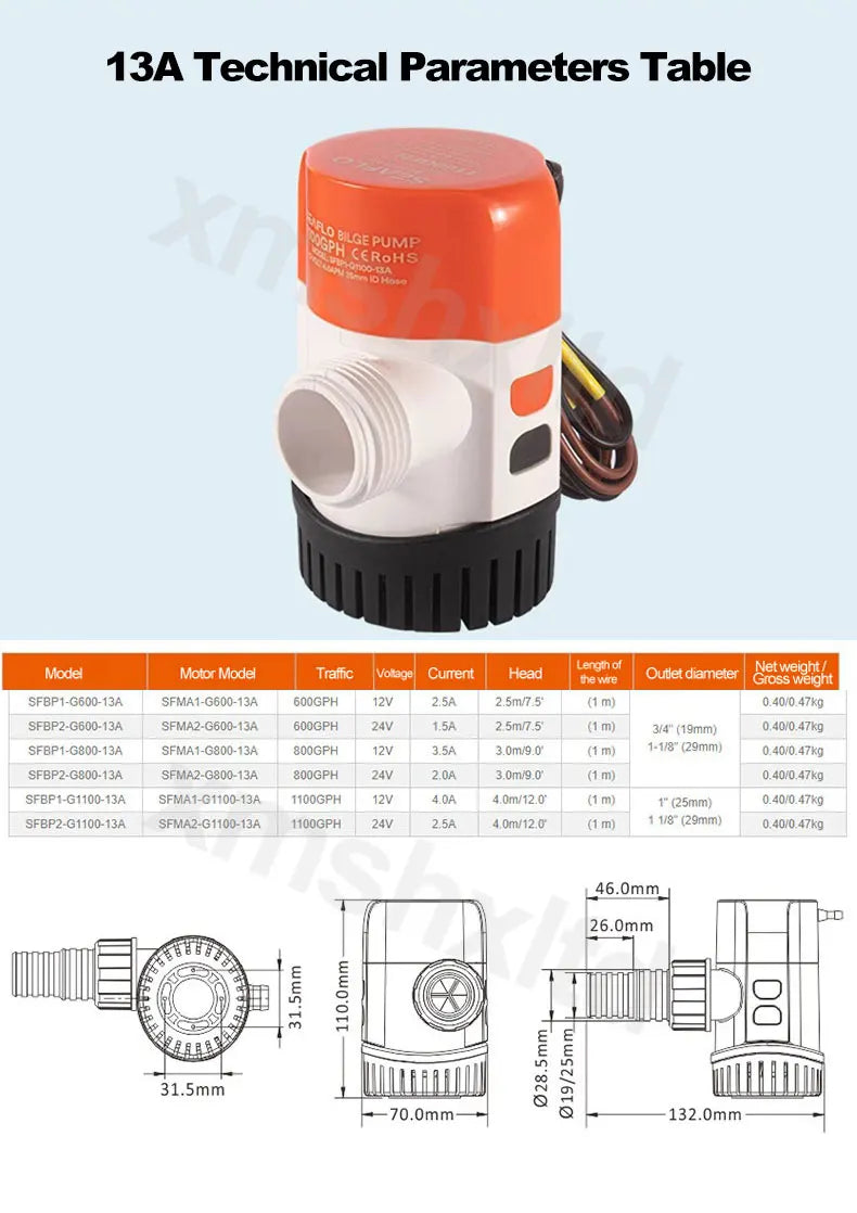 DC12V Yacht Aerator Bait Pump Livewell DC Submersible Pump for Lures, Sea Fishing, Boat Fishing, Etc.Boat Water Pump