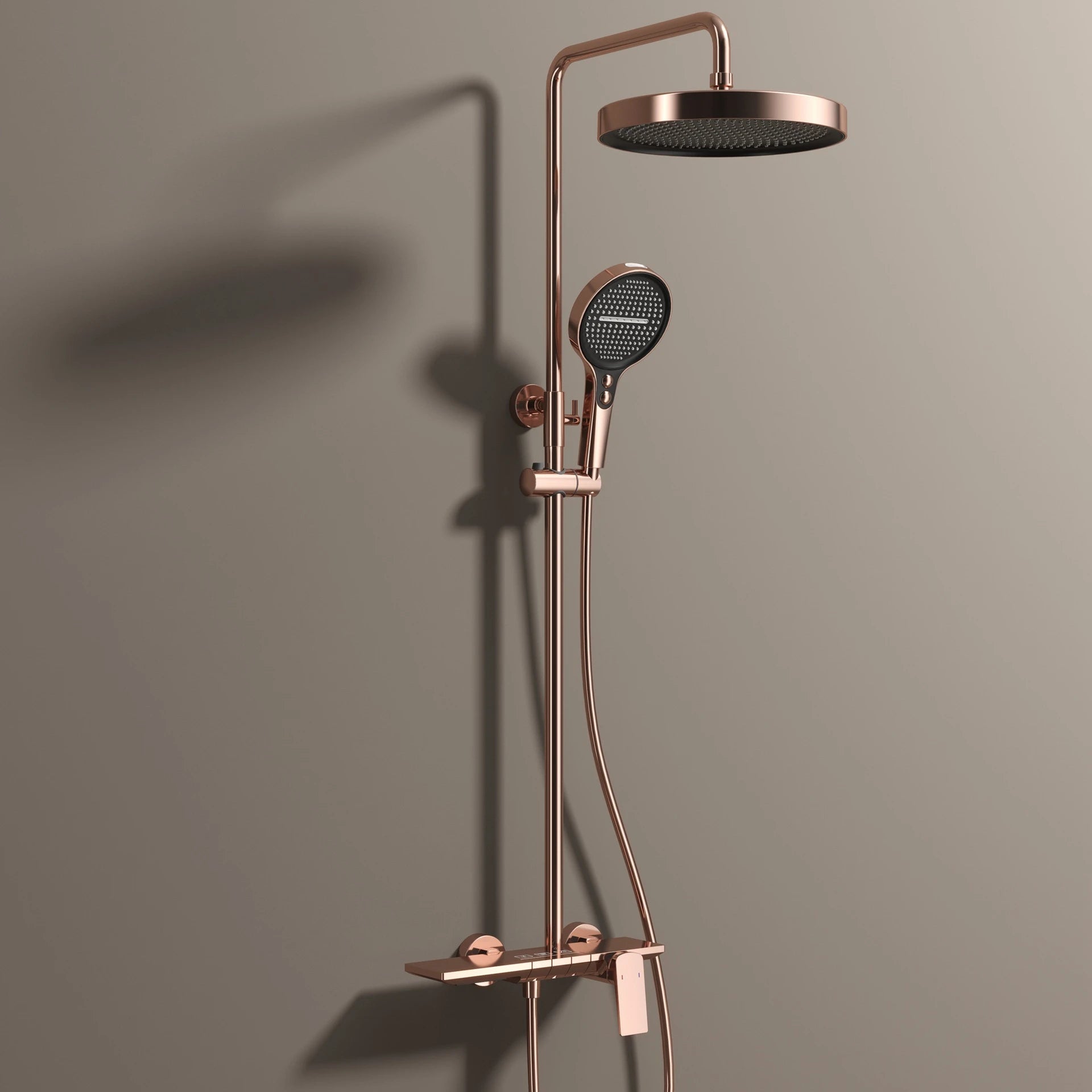 Hot Cold Piano Bathroom Shower System Set Brushed Rose Gold Waterfall Bathroom Faucet Rainfall Piano Bathroom Shower Set