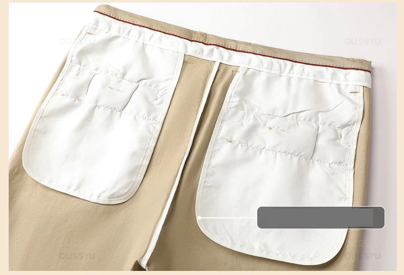 High Quality 97% Cotton Men's Straight Pants Business Solid Color Khaki Light gray Casual Formal Suit Trousers Plus Size 40 42