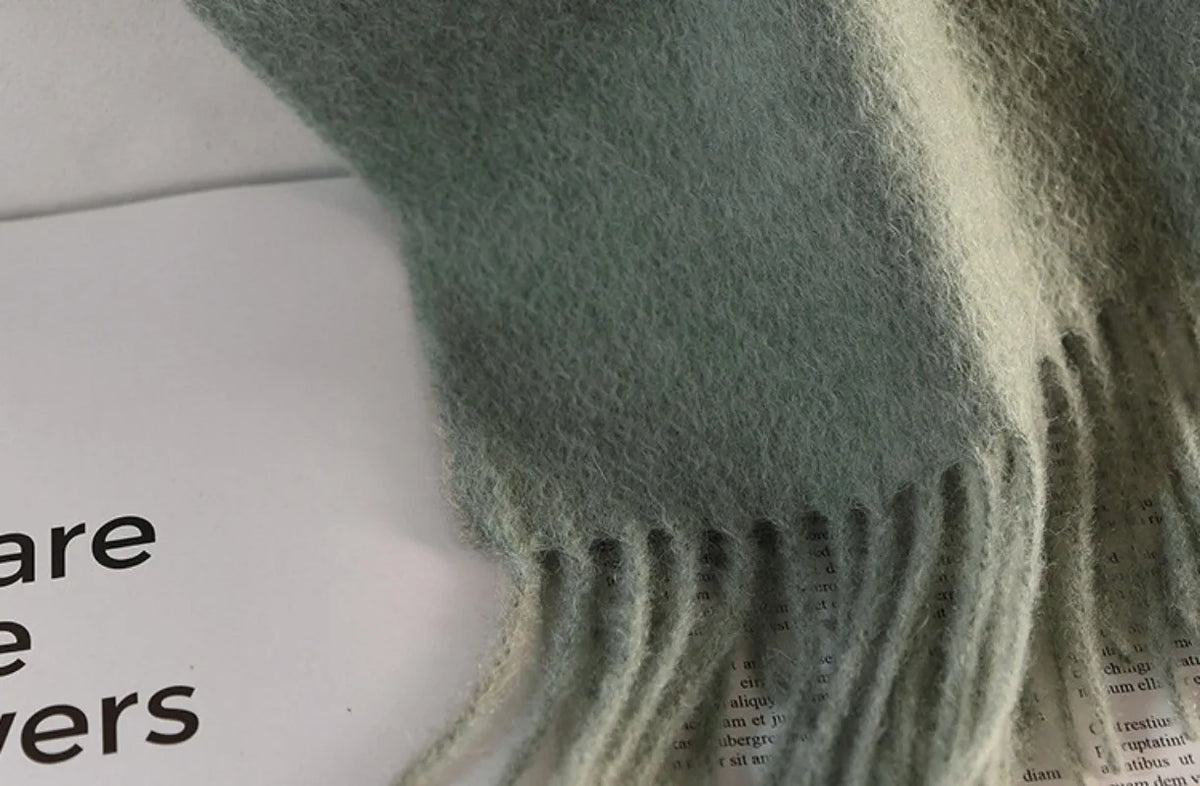 High Quality 100% Wool Muffler Classic Simple Solid Men Women Scarf Fall Winter Thick Casual Shawl Male Female Tassel Scarves