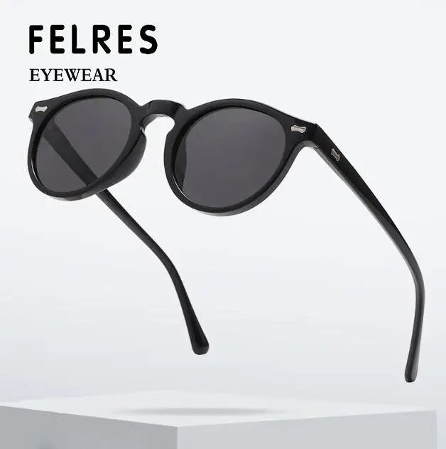 Round Tinted Myopia Glasses Men Black Lens Finished Prescription Nearsighted Glasses Retro Outdoor Shade Driving Sunglasses