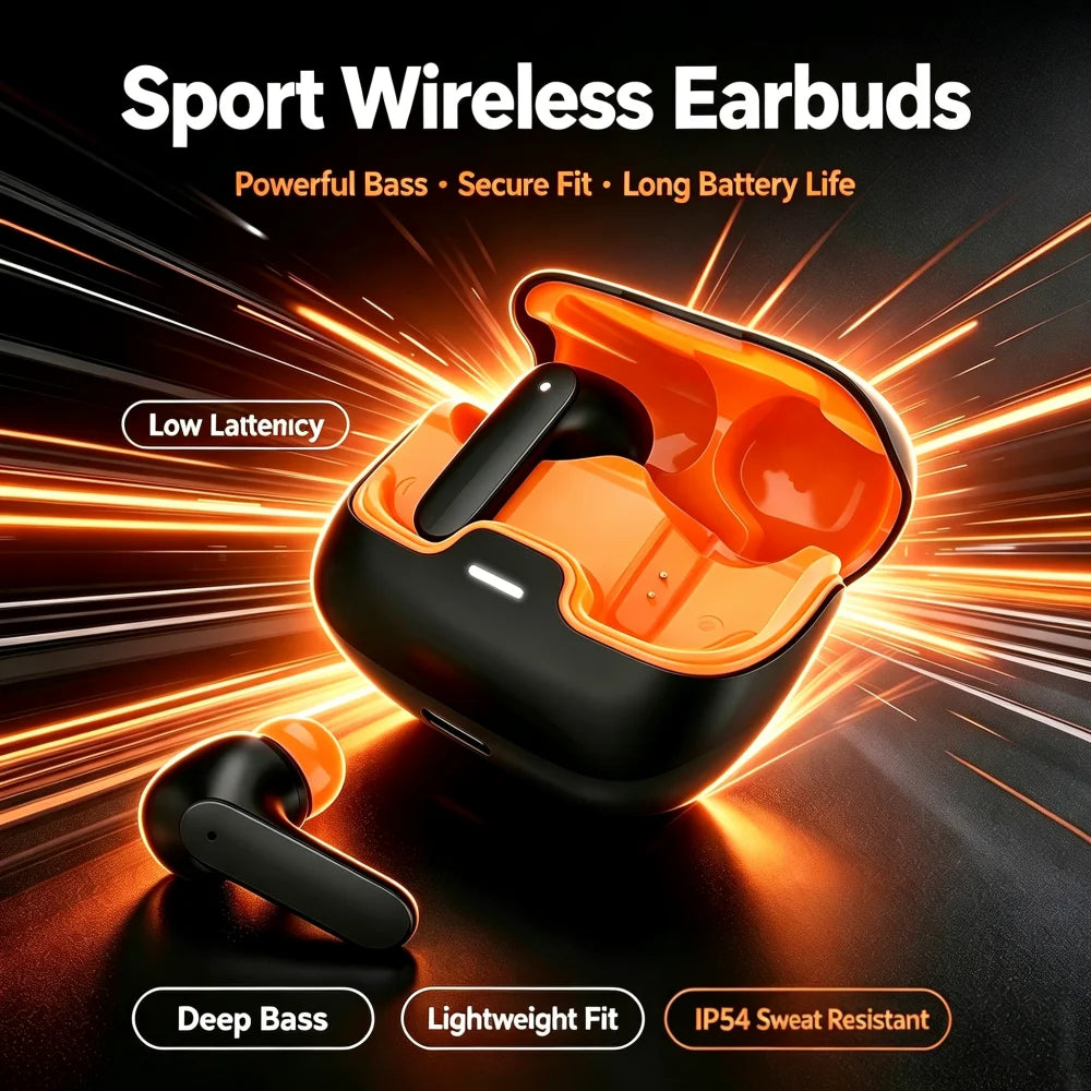 Bluetooth 5.4 TWS Wireless Bluetooth Earphones Ultra-low Latency Dual Microphone ENC Noise Cancelling in Ear Bluetooth Earphones