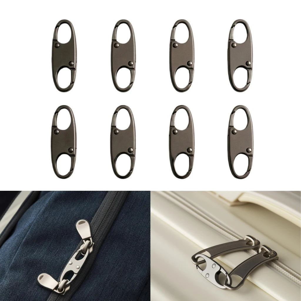 4/8/12/24Pcs Anti Theft Zipper Clips Double Opening Small Carabiner Clips, Elegant Zinc Alloy Zipper Pull Replacement for Travel