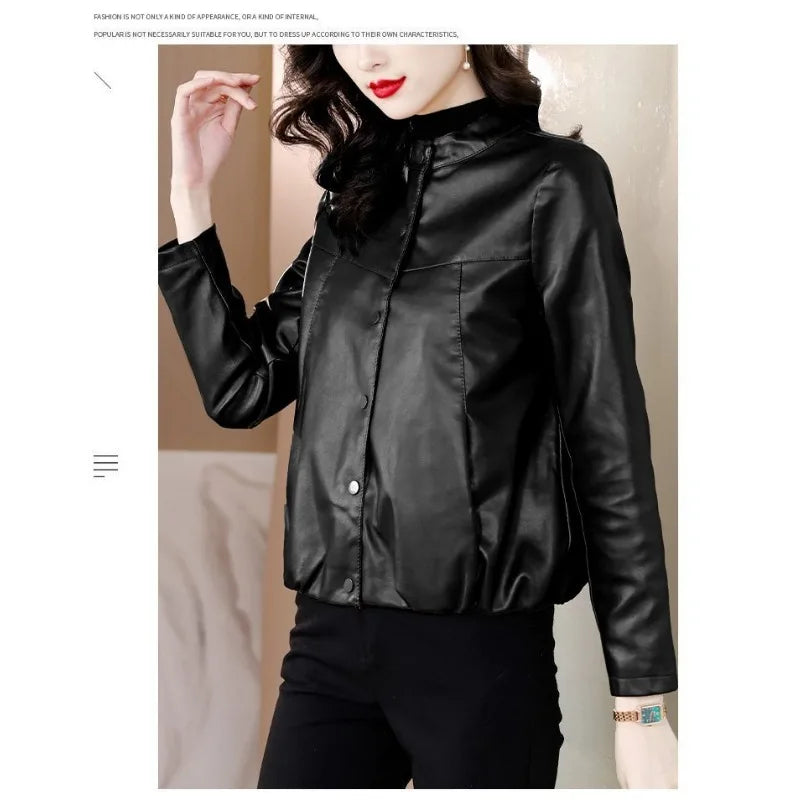 Fashionable Jacket for Women Short 2025 Spring and Autumn New Fashionable and Loose Leather Jacket