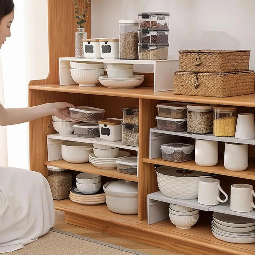 1pcs Kitchen Stretchable Cabinet Shelf Cupboard Separated Storage Rack Countertop Organizer shoe Organizer Shelf Save Space