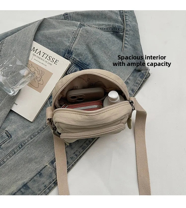 Waterproof Nylon Mobile Phone Bag Portable  Three-Layer Coin Purse Crossbody Bag for Youth Casual Simple Style Functional...