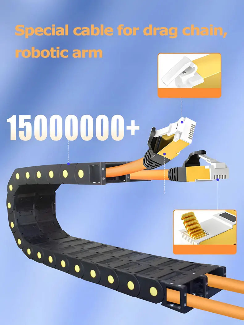 High Speed CAT8 Ethernet Cable High Flex Heavy Duty Network Cable with Gold Plated RJ45 Connector 40Gbps 2000Mhz LAN Cable