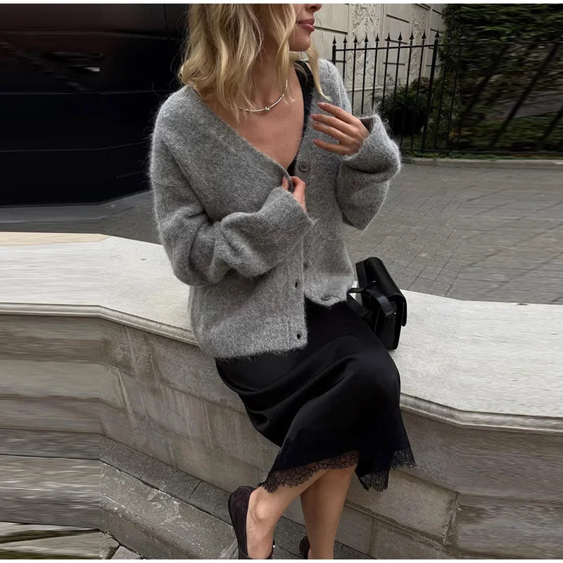 Casual Knitted Solid Cardigan Women Elegant Full Sleeve Single Breasted Sweater Female 2026 Autumn All-match Sweaters Lady
