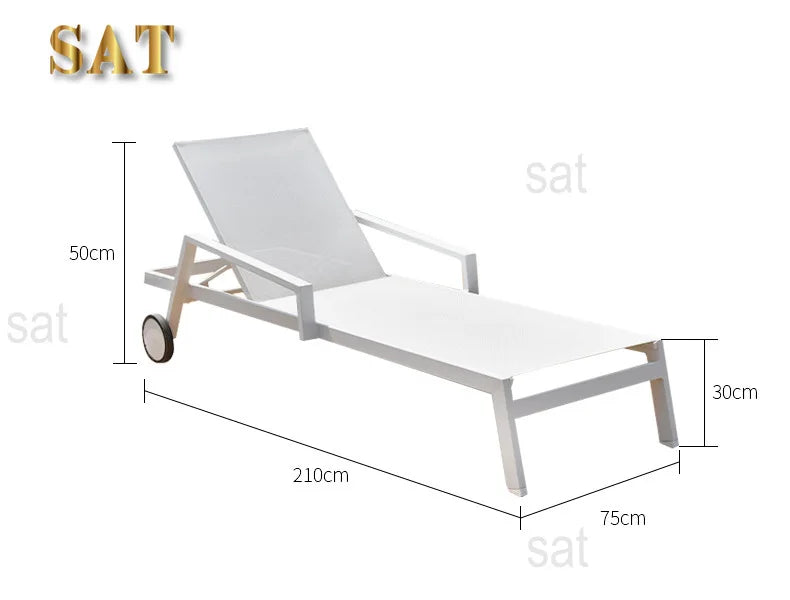 jd-Swimming Pool Sunbed Aluminum Daybed Beach Sun Loungers Outdoor Furniture Outdoor Daybed Wicker Lounger Stretch  for Garden！