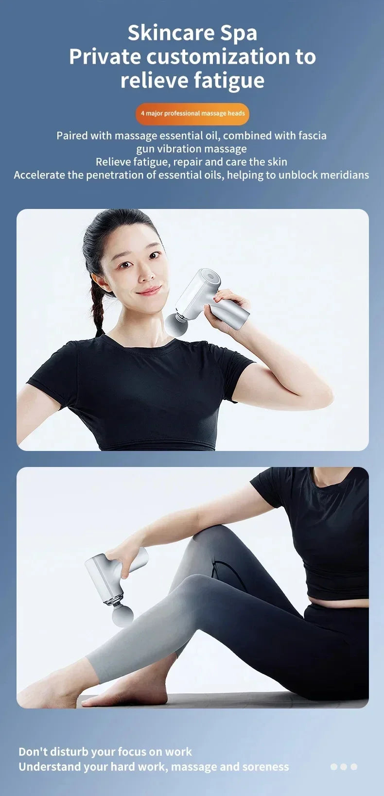 2025Portable AI Fascial Massage Gun Electric Percussion Massager Body Relaxation With 4 Replaceable Massage Head LED Night Light