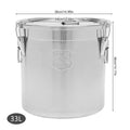 12/33L Airtight Canister 304 Stainless Steel, 3.2Gal Canisters Container w/Lids and Sturdy Locking Clamp,for Rice, Flour, Grain