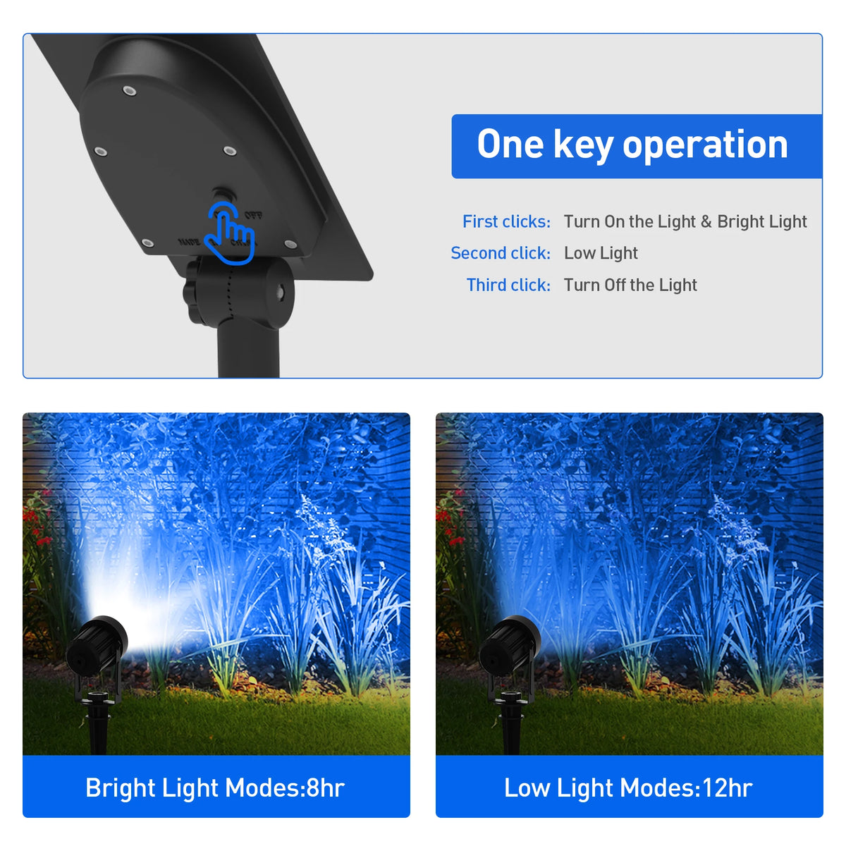 Solar LED Light Outdoor IP65 Waterproof Blue Light Solar Power Light Lawn Light For Garden Decor Solar Wall Light Outdoor