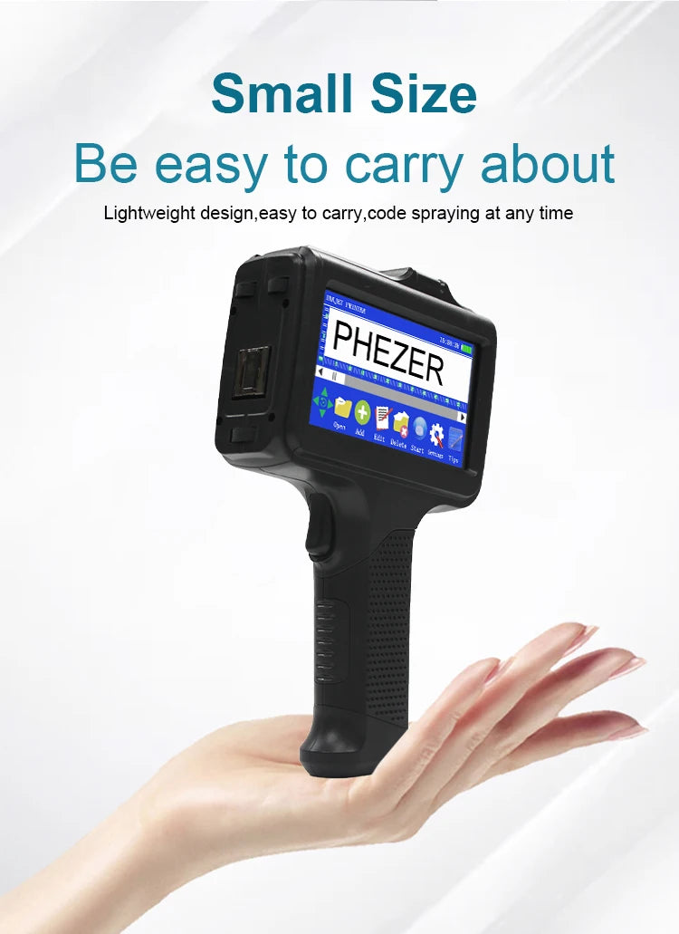 For Hp Phezer 12.7mm Portable P19 Handheld Inkjet Printer Three Colors Printer QR Bar Batch Code Date Number Logo Expiry Date