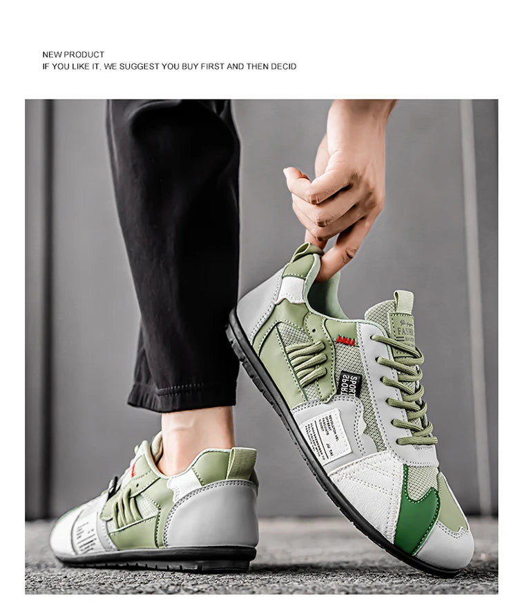 Men's Trendy Black and Gray Color-Blocked Mesh Breathable Casual Sports Shoes, Summer Thin Retro Forrest Gump Shoes, Lightweight Soft-Soled Shock-Absorbing Non-Slip Versatile Wear-Resistant Men's Shoes