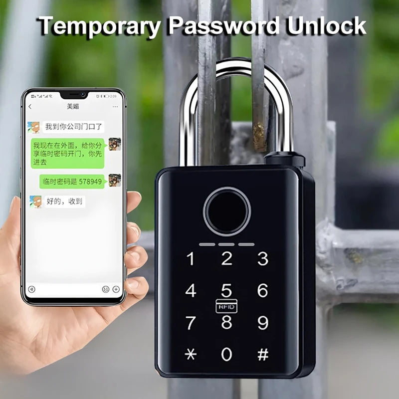 Waterproof Tuya Padlock Fingerprint Electronic Lock Keyless Unlock Heavy Duty Padlock for Home House Warehouse Garage 7/10mm