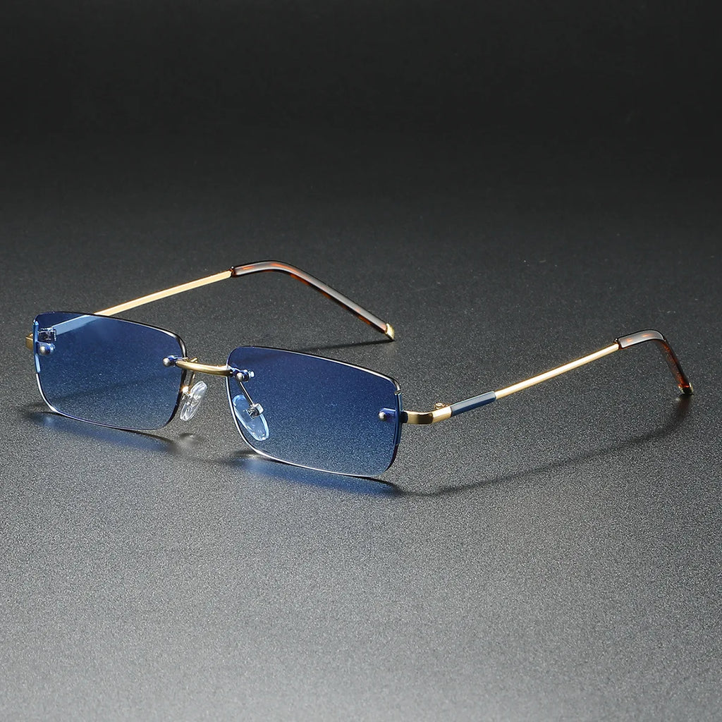 2025 Fashion Small Sun Glasses for Men Retro Rectangular Sunglasses Rimless Brand Designer