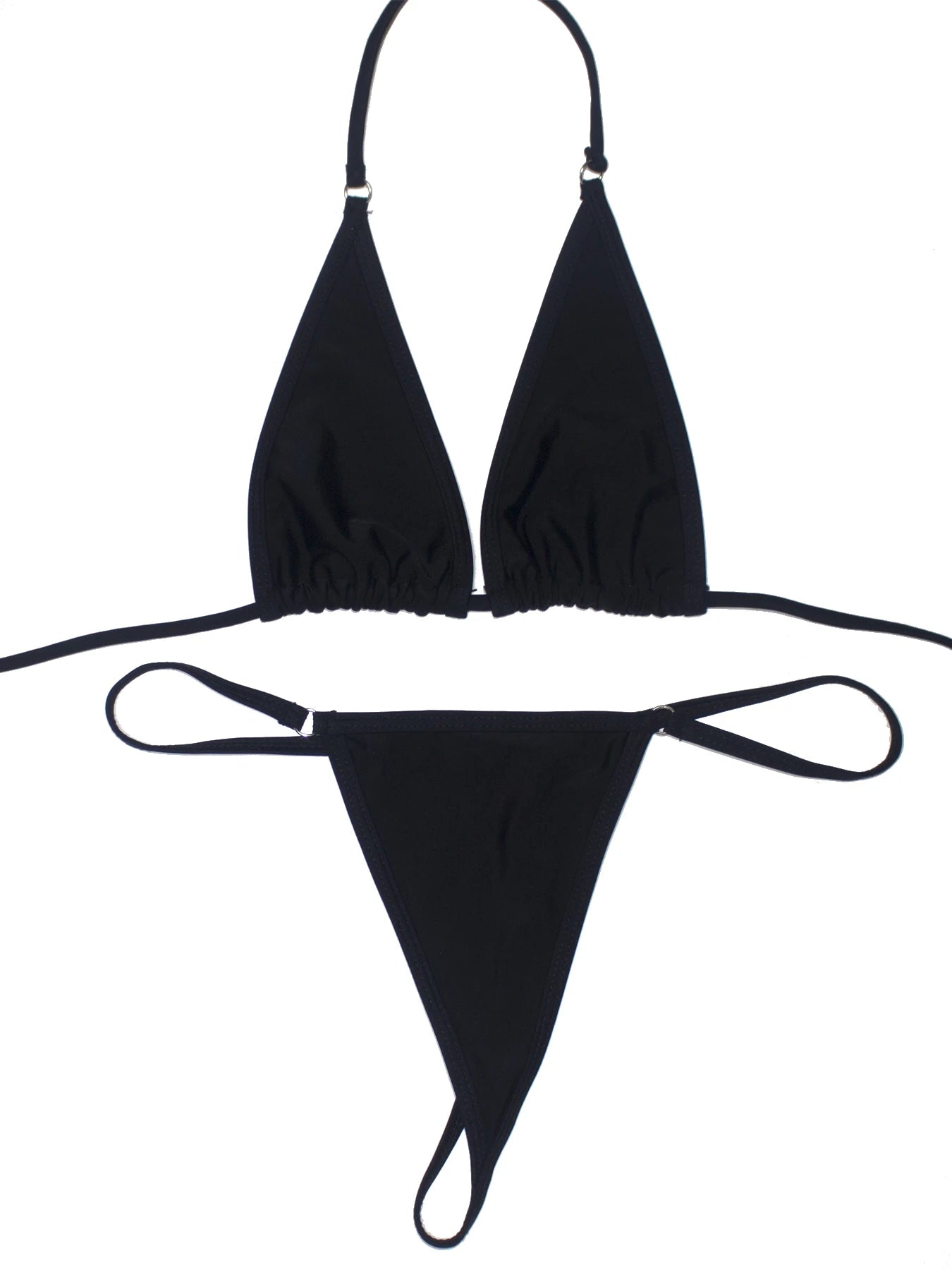 Women's Sexy Backless Triangle Bikini Set 2-Piece Strap Micro Swimsuit with Bottom for Summer Pool Parties And Beach Vacations