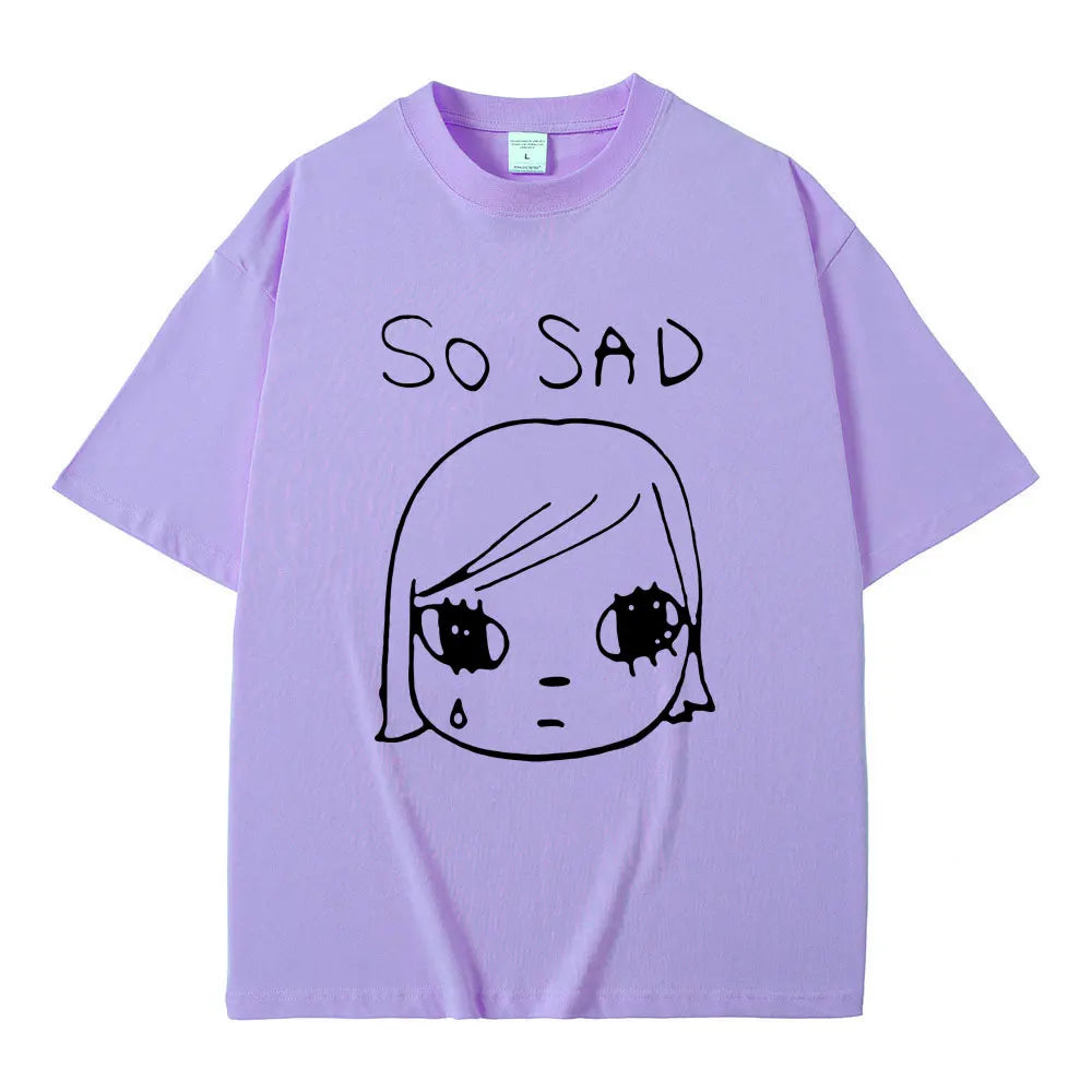 Yoshitomo Nara So Sad Funny Graphic T-shirt Men Women Casual High Quality Soft Cotton T Shirts Unisex Y2k Art Aesthetic Tshirt