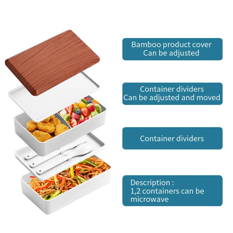 Untior Divided Lunch Box Picnic Microwave Japanese Bento Box Portable Double Layer Food Container For Kids Office Workers