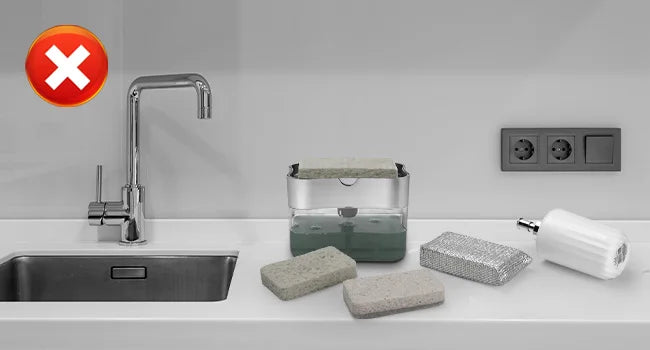 Kitchen Sink Organizer Set 3-in-1 Soap Dispenser with Dual Pump and Sponge Holder Space-Saving Cleaning Storage for Countertops