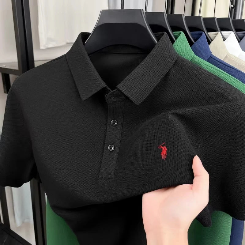 2026 New Men's Luxury Pony Embroidery Polo Shirt – High-Quality Embroidered Collar Short-Sleeve Casual Dress Summer T-Shirt