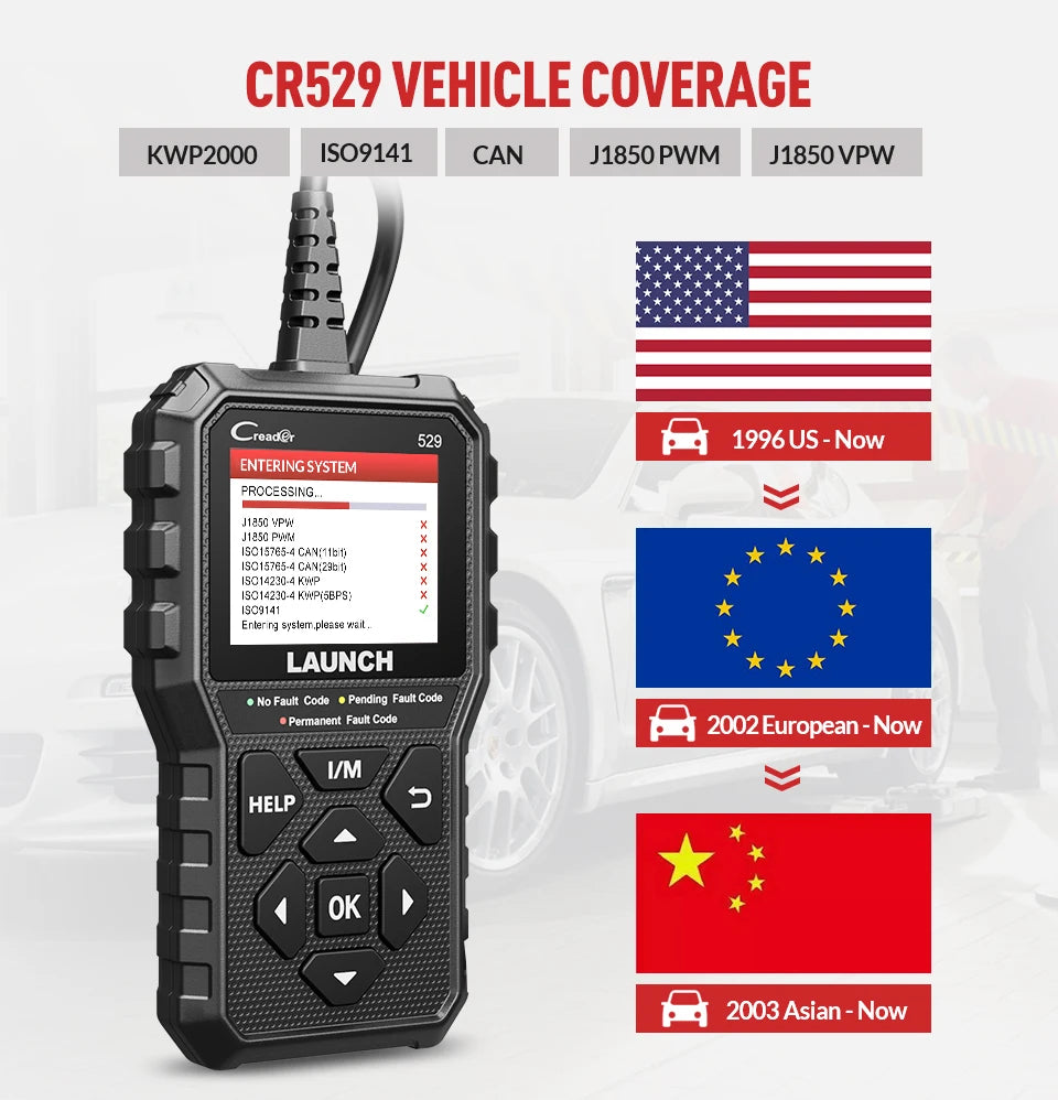LAUNCH Creader 529 CR529 OBD2 Scanner Automotive Diagnostic Tools OBDII Code Reader Car Diagnost Auto Scan Tools Engine Check