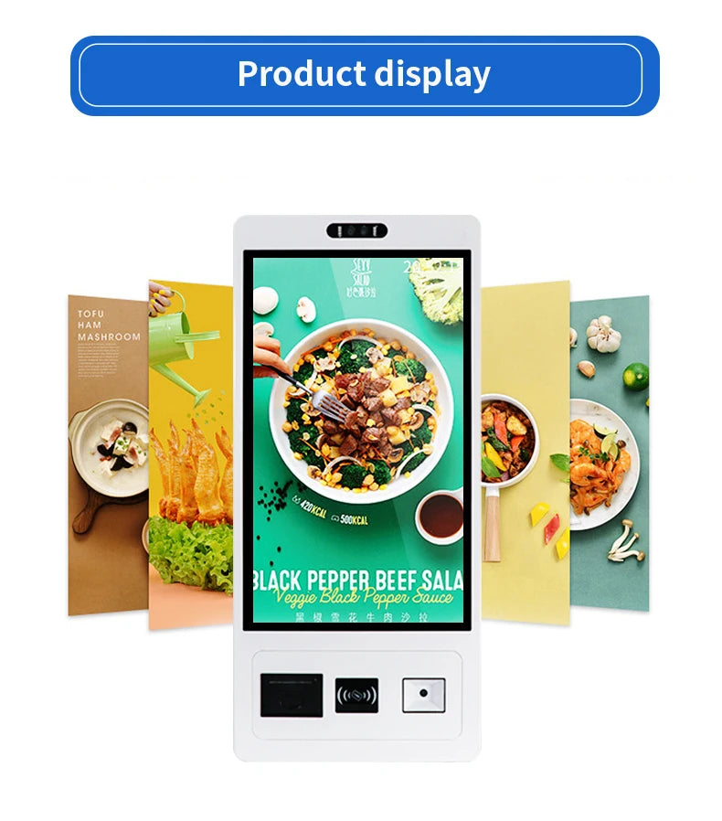 Function Self Service Ordering Totem Machine Wall With Barcode Scanner and Printer Desktop Payment Kiosk 21.5" 23.8" Multi