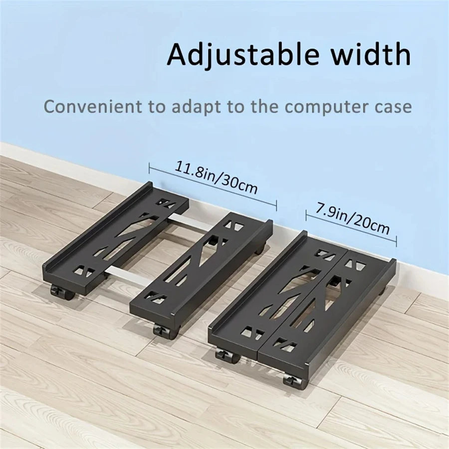 Adjustable Mobile CPU Stand Heavy-Duty PC Tower Stand With 4 Caster Wheels Ventilated Under Desk CPU Holder PC Floor Cart