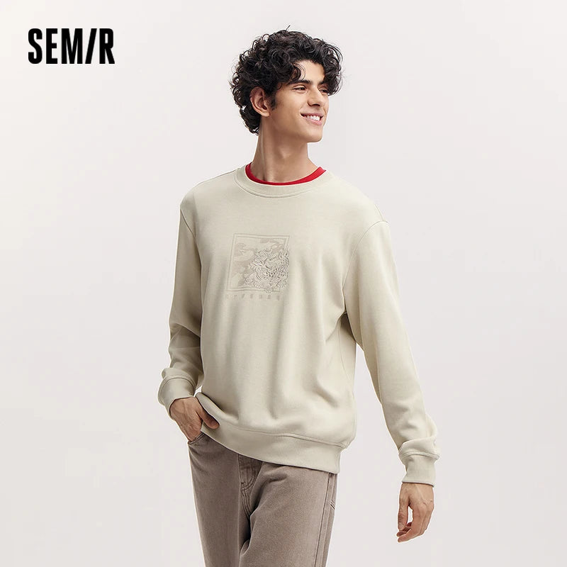 Semir Pullover Sweatshirt Men 2025 New Spring Couple's Outfits Chinese Style Embroidery New Year Couple's Costume