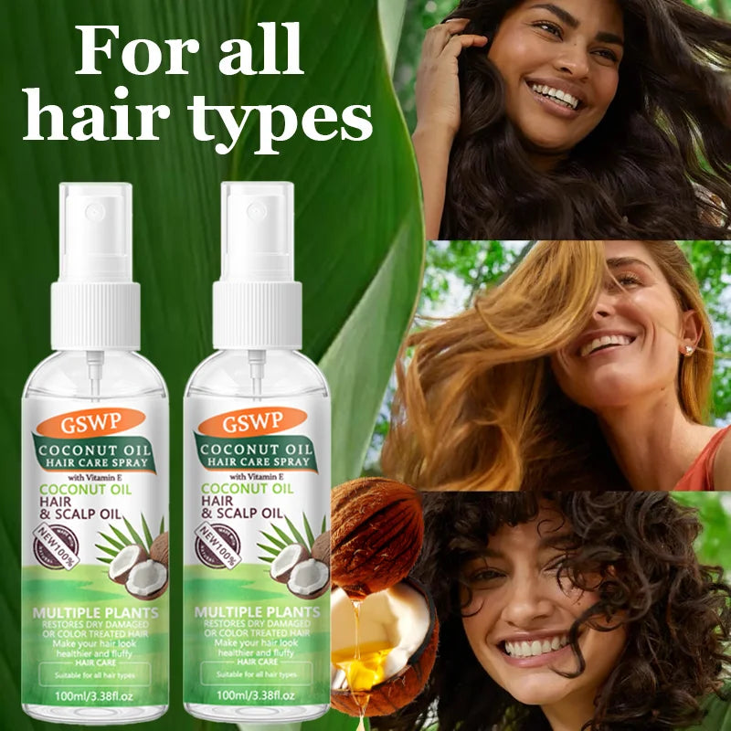 GSWP Coconut Oil Hair Care Spray, Ten-in-One, Deeply Moisturizes And Smooths Hair Texture, with Heat Protection.100/200ml